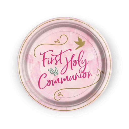 Picture of HOLY COMMUNION PINK PAPER PLATES 23CM - 8 PACK